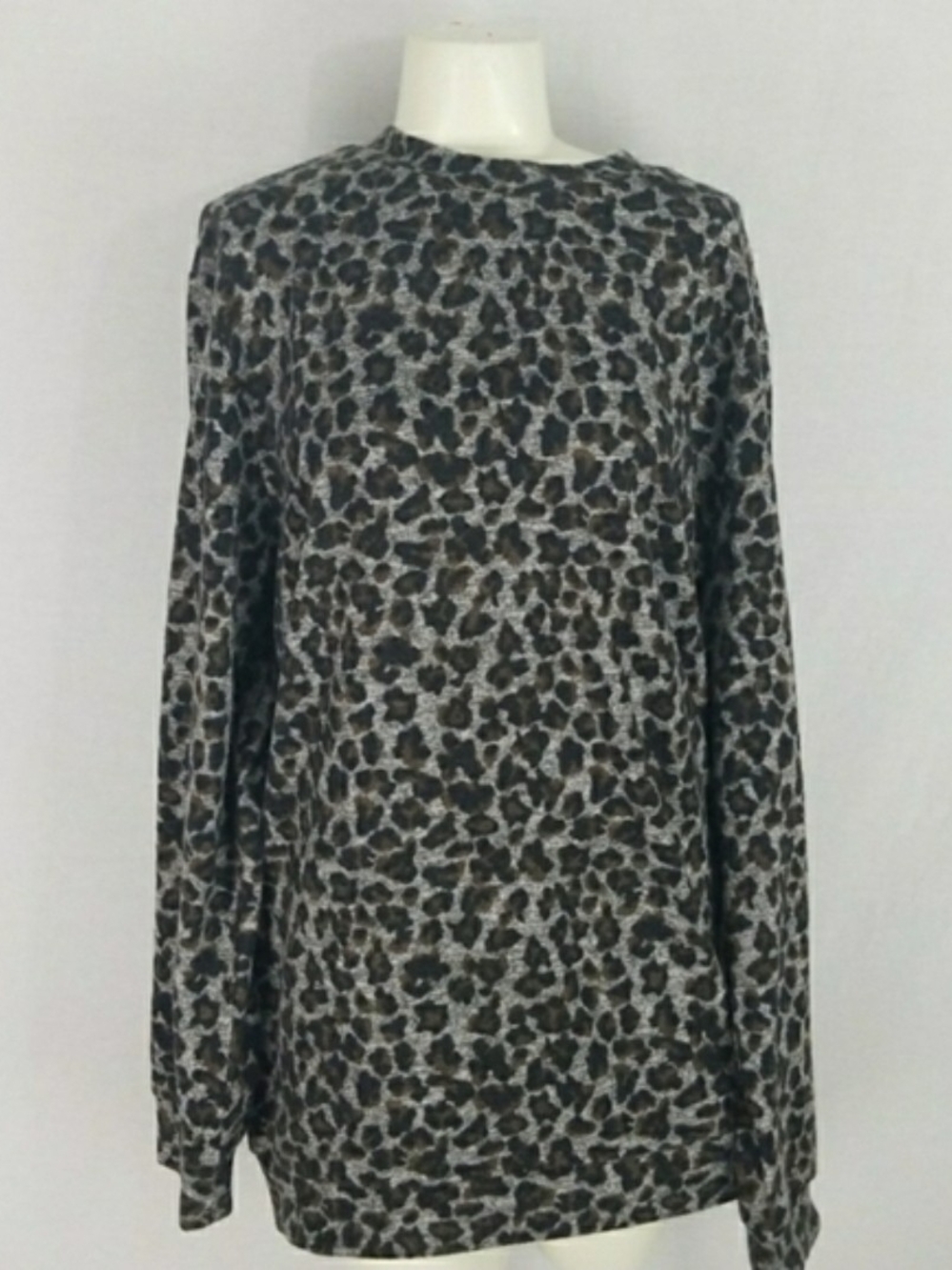 Topshop Gray and Brown Leopard Print Tunic Top